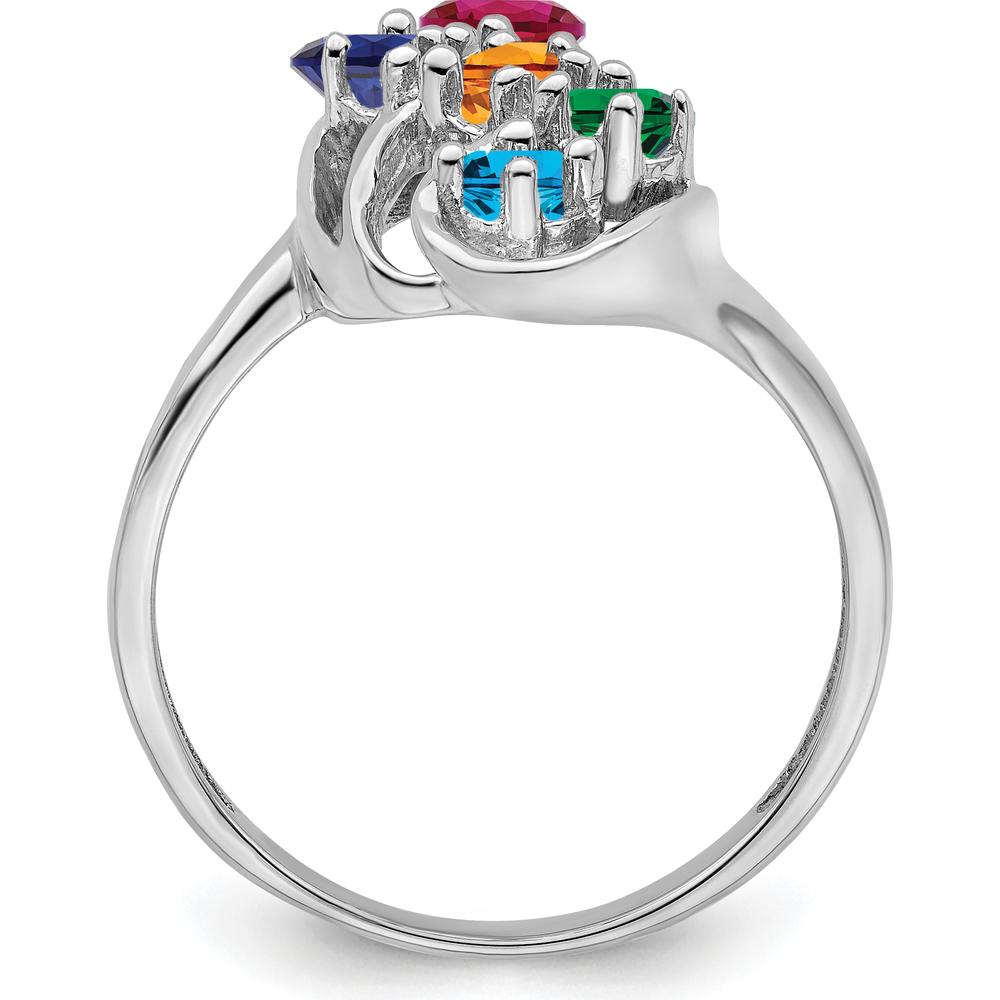 14K White Gold Polished 5-Stone Mother's Ring Mounting - Customizable with Gemstones by Monteluci Fine Jewelry