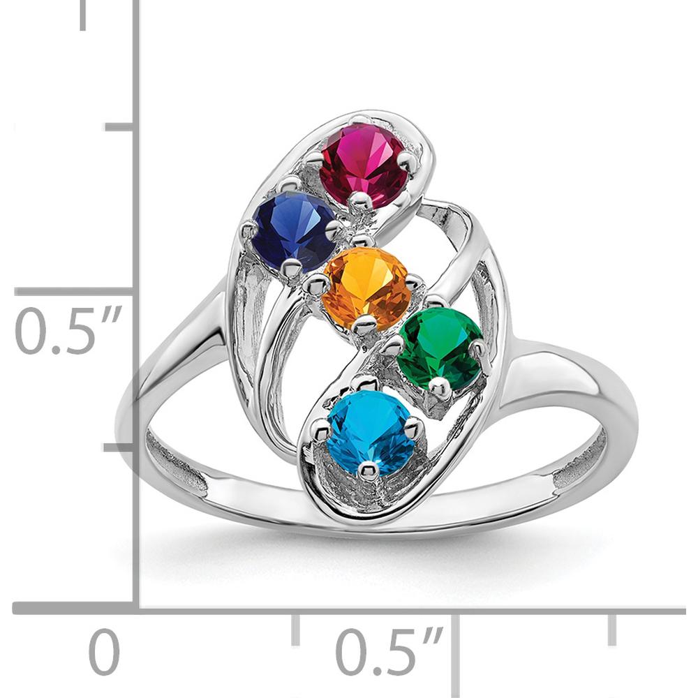 14K White Gold Polished 5-Stone Mother's Ring Mounting - Customizable with Gemstones by Monteluci Fine Jewelry