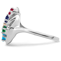 14K White Gold Polished 5-Stone Mother's Ring Mounting - Customizable with Gemstones by Monteluci Fine Jewelry