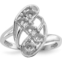 14K White Gold Polished 5-Stone Mother's Ring Mounting - Customizable with Gemstones by Monteluci Fine Jewelry