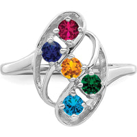 14K White Gold Polished 5-Stone Mother's Ring Mounting - Customizable with Gemstones by Monteluci Fine Jewelry