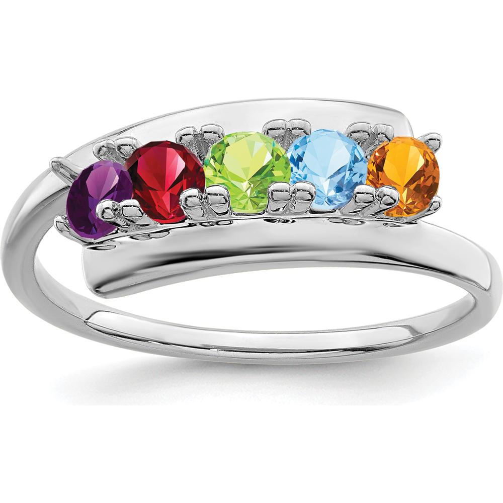 14K White Gold Polished 5-Stone Mother's Ring Mounting - Customizable by Monteluci Fine Jewelry