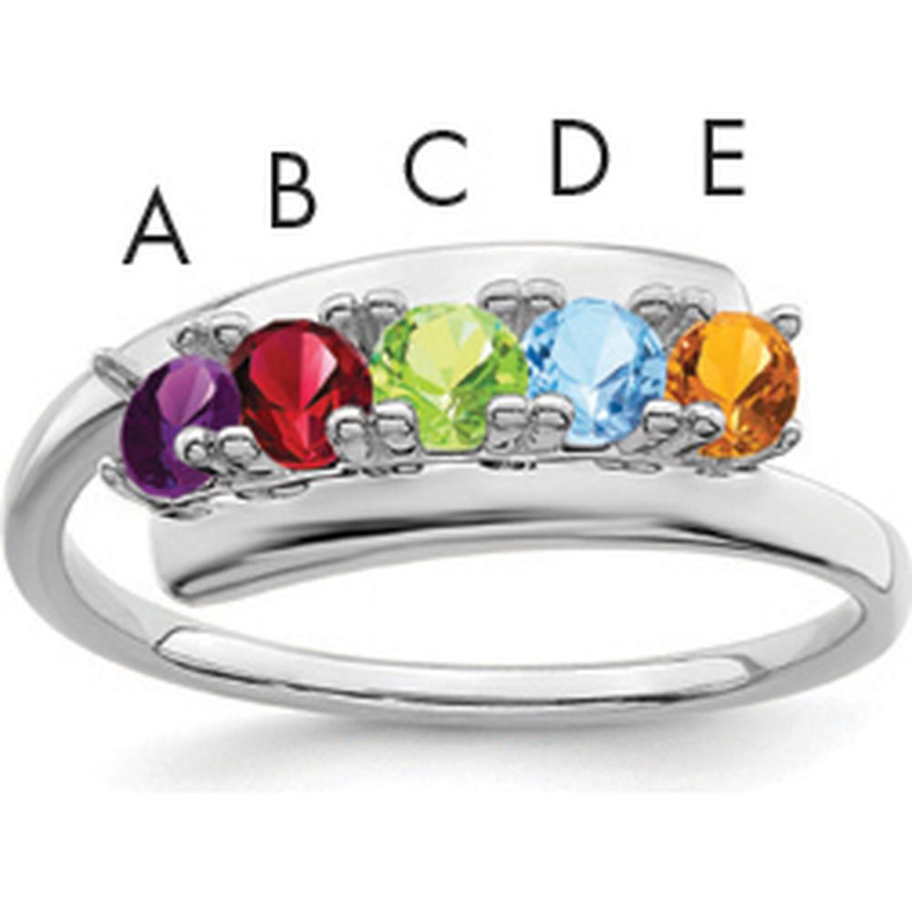 14K White Gold Polished 5-Stone Mother's Ring Mounting - Customizable by Monteluci Fine Jewelry