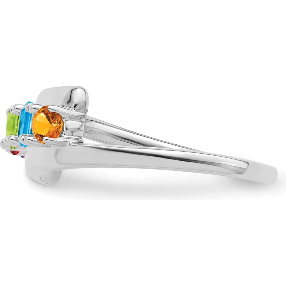 14K White Gold Polished 5-Stone Mother's Ring Mounting - Customizable by Monteluci Fine Jewelry