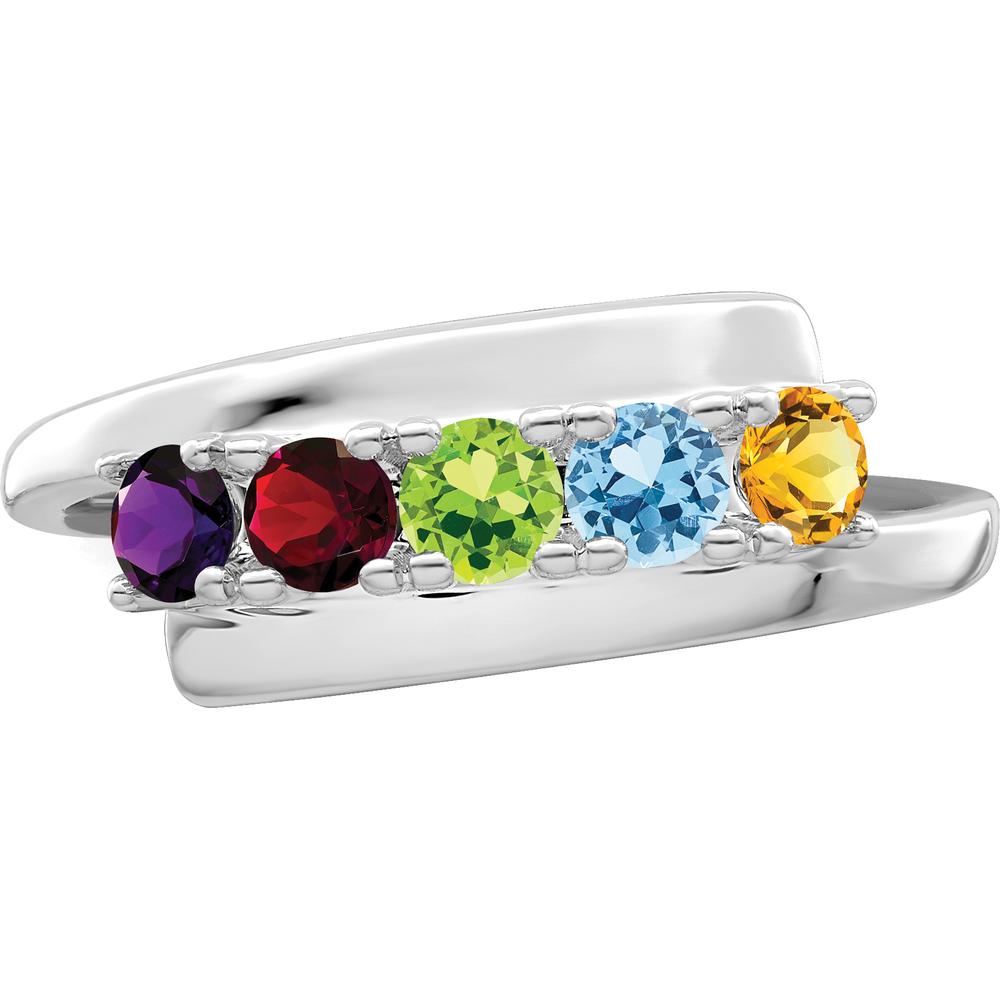 14K White Gold Polished 5-Stone Mother's Ring Mounting - Customizable by Monteluci Fine Jewelry