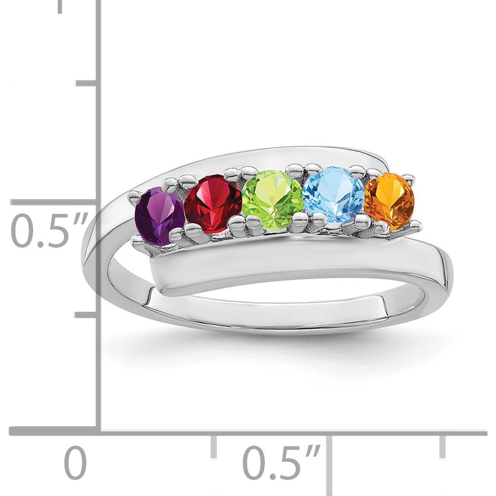 14K White Gold Polished 5-Stone Mother's Ring Mounting - Customizable by Monteluci Fine Jewelry
