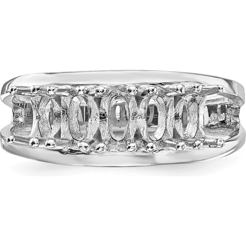 14K White Gold Polished 5-Stone Mother's Ring Mounting by Monteluci Fine Jewelry
