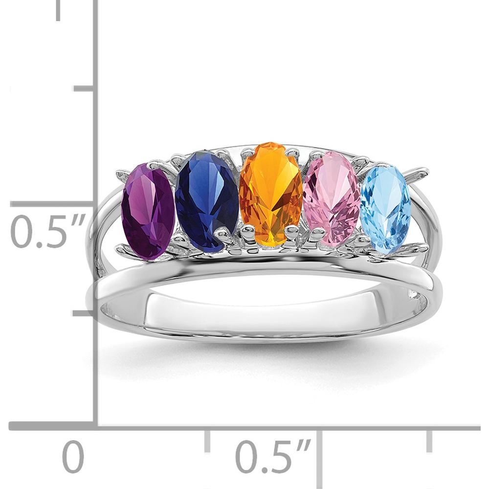 14K White Gold Polished 5-Stone Mother's Ring Mounting by Monteluci Fine Jewelry