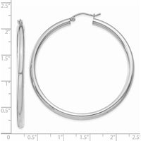 14K White Gold Polished 50mm Lightweight Tube Hoop Earrings by 0