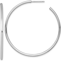 14K White Gold Polished 50mm Tube C-Hoop Post Earrings by 0