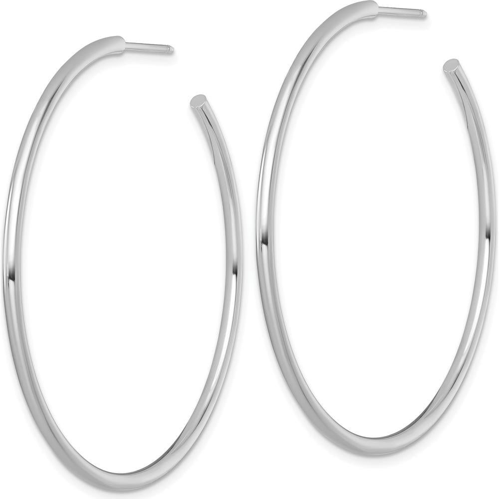 14K White Gold Polished 50mm Tube C-Hoop Post Earrings by 0