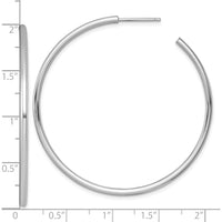 14K White Gold Polished 50mm Tube C-Hoop Post Earrings by 0
