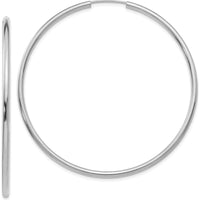 14K White Gold Polished 55mm Endless Hoop Earrings - Sleek 2mm Thickness by Oro Pregiato