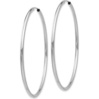 14K White Gold Polished 55mm Endless Hoop Earrings - Sleek 2mm Thickness by Oro Pregiato