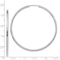 14K White Gold Polished 55mm Endless Hoop Earrings - Sleek 2mm Thickness by Oro Pregiato