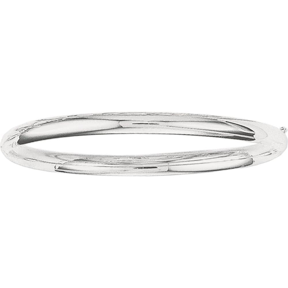 14K White Gold Polished 5mm Bangle with Box Closure - 7" by Orozza Fine Jewelry