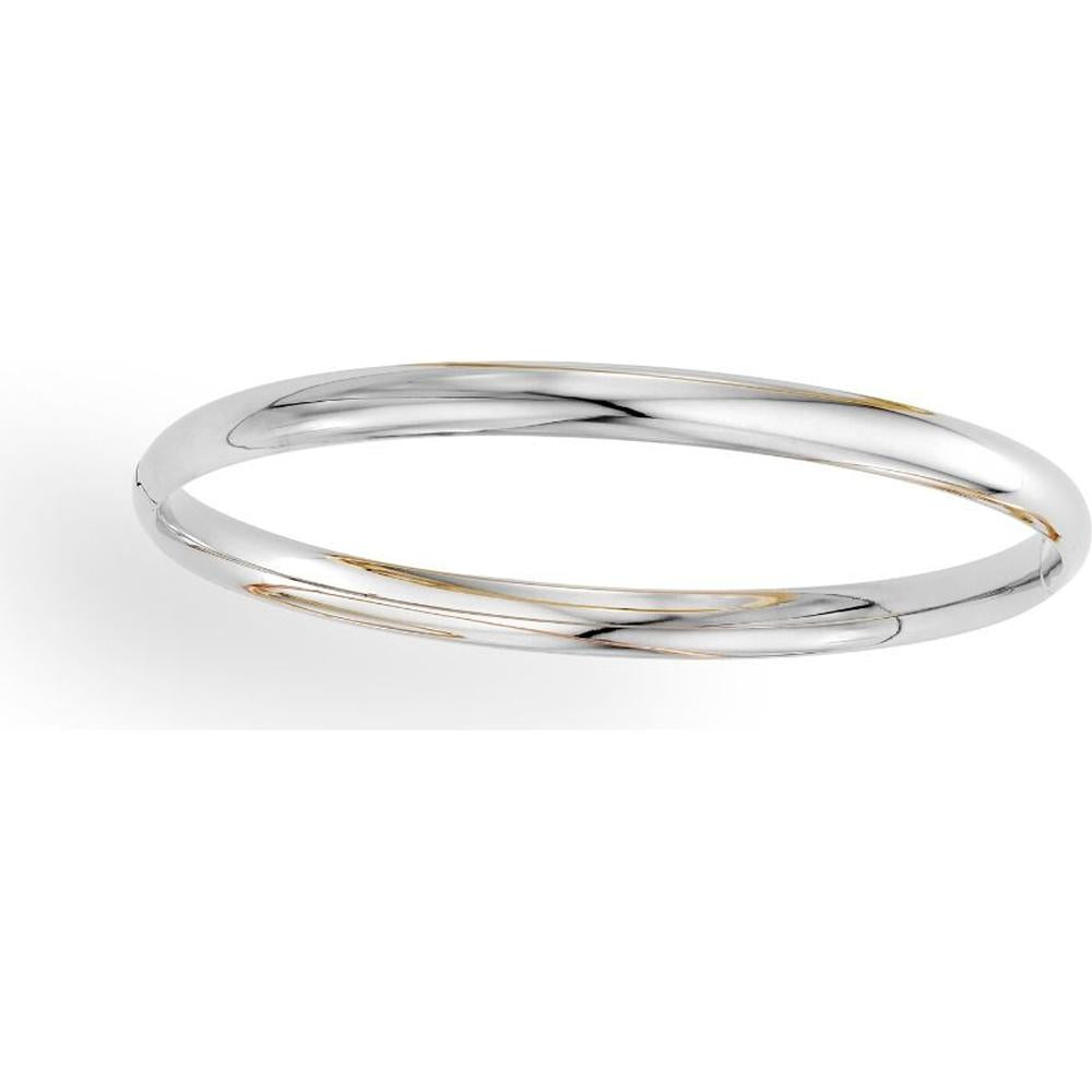 14K White Gold Polished 5mm Bangle with Box Closure - 7" by Orozza Fine Jewelry