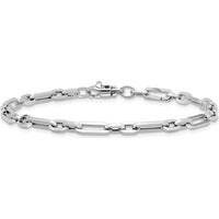 14K White Gold Polished 5mm Fancy Link Bracelet - 7.5" Length by 0