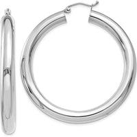 14K White Gold Polished 5mm Lightweight Hoop Earrings - 45mm Length by 0