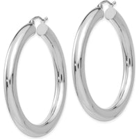 14K White Gold Polished 5mm Lightweight Hoop Earrings - 45mm Length by 0