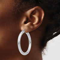 14K White Gold Polished 5mm Lightweight Hoop Earrings - 45mm Length by 0