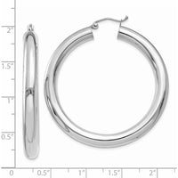 14K White Gold Polished 5mm Lightweight Hoop Earrings - 45mm Length by 0