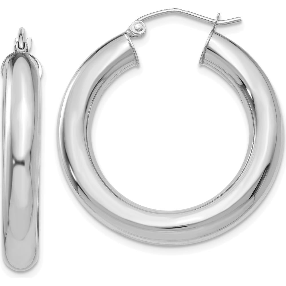 14K White Gold Polished 5mm Lightweight Hoop Earrings by 0