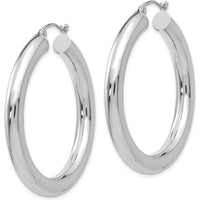 14K White Gold Polished 5mm Tube Hoop Earrings - 40mm Length by 0