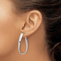 14K White Gold Polished 5mm Twisted Omega Back Oval Hoop Earrings - 42.24mm Length by Oro Pregiato
