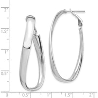 14K White Gold Polished 5mm Twisted Omega Back Oval Hoop Earrings - 42.24mm Length by Oro Pregiato