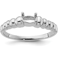 14K White Gold Polished 5x3 Oval Gemstone Ring Mounting - Perfect for Custom Engagement or Statement Rings by Monteluci Fine Jewelry