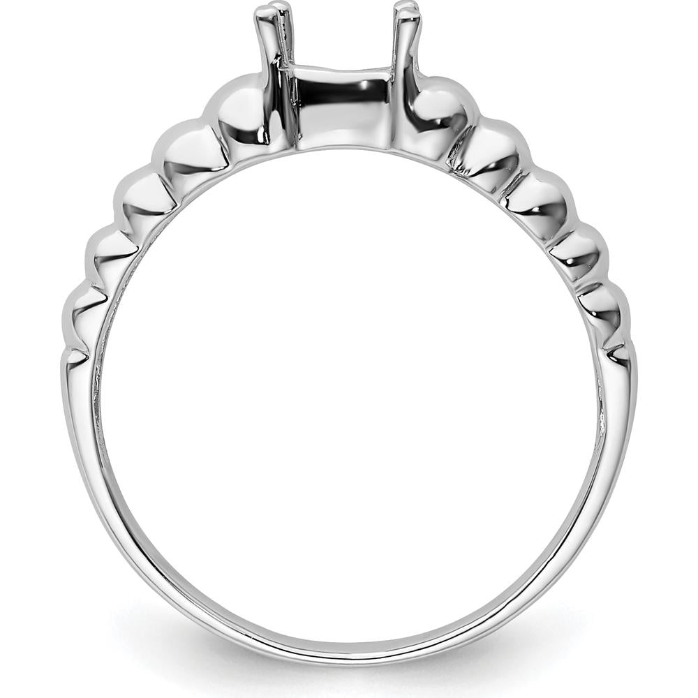 14K White Gold Polished 5x3 Oval Gemstone Ring Mounting - Perfect for Custom Engagement or Statement Rings by Monteluci Fine Jewelry
