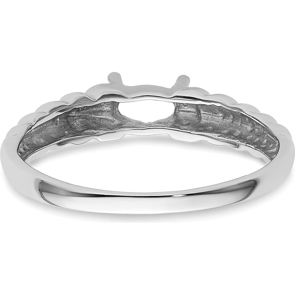 14K White Gold Polished 5x3 Oval Gemstone Ring Mounting - Perfect for Custom Engagement or Statement Rings by Monteluci Fine Jewelry