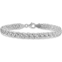 14K White Gold Polished 6.5mm Diamond-cut Fancy Link Bracelet - 7.5" Length by 0