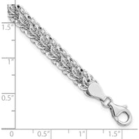 14K White Gold Polished 6.5mm Diamond-cut Fancy Link Bracelet - 7.5" Length by 0