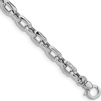 14K White Gold Polished 6.75mm Fancy Cable Link Bracelet - 7.5" Length by 0