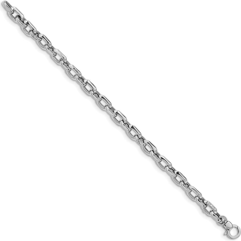 14K White Gold Polished 6.75mm Fancy Cable Link Bracelet - 7.5" Length by 0