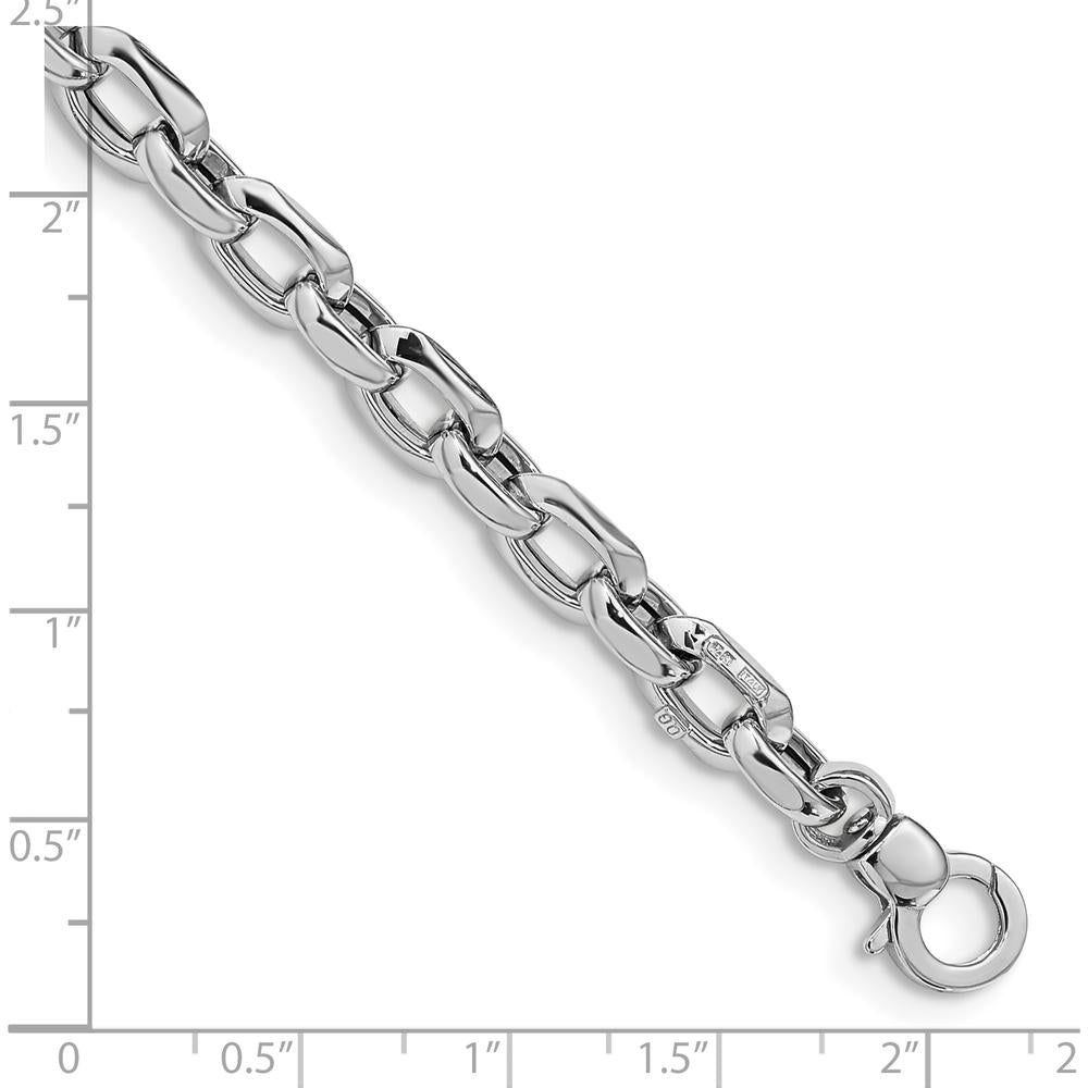 14K White Gold Polished 6.75mm Fancy Cable Link Bracelet - 7.5" Length by 0