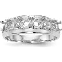 14K White Gold Polished 6-Stone Family Ring Mounting with Rhodium Plating by Oro Pregiato