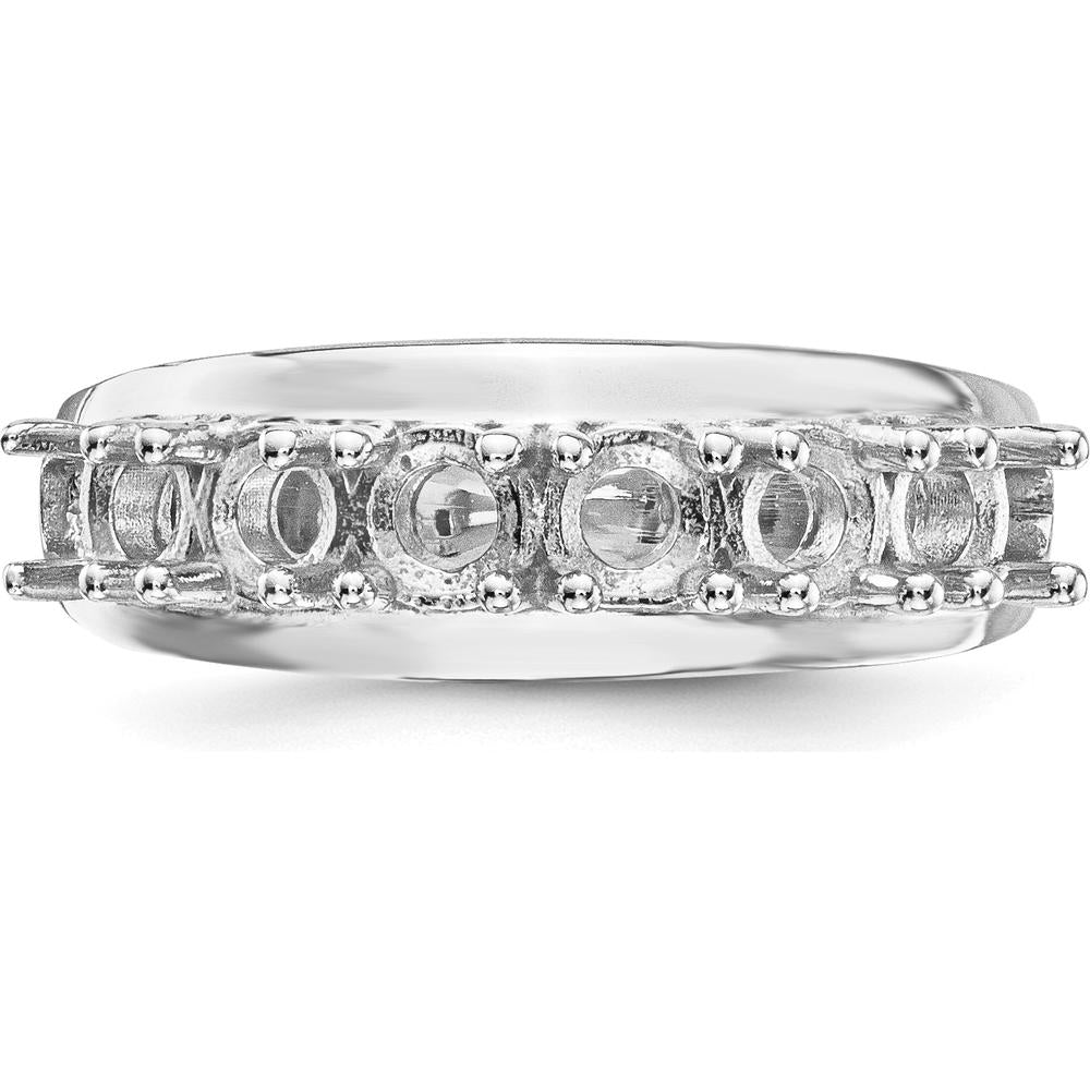 14K White Gold Polished 6-Stone Family Ring Mounting with Rhodium Plating by Oro Pregiato
