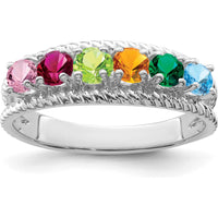 14K White Gold Polished 6-Stone Mother's Ring Mounting - Customizable Design by Monteluci Fine Jewelry