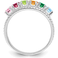 14K White Gold Polished 6-Stone Mother's Ring Mounting - Customizable Design by Monteluci Fine Jewelry