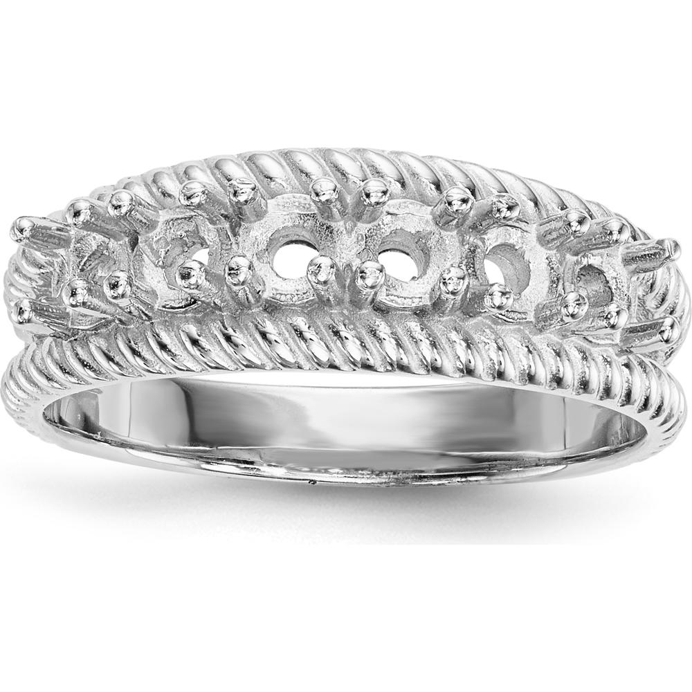 14K White Gold Polished 6-Stone Mother's Ring Mounting - Customizable Design by Monteluci Fine Jewelry