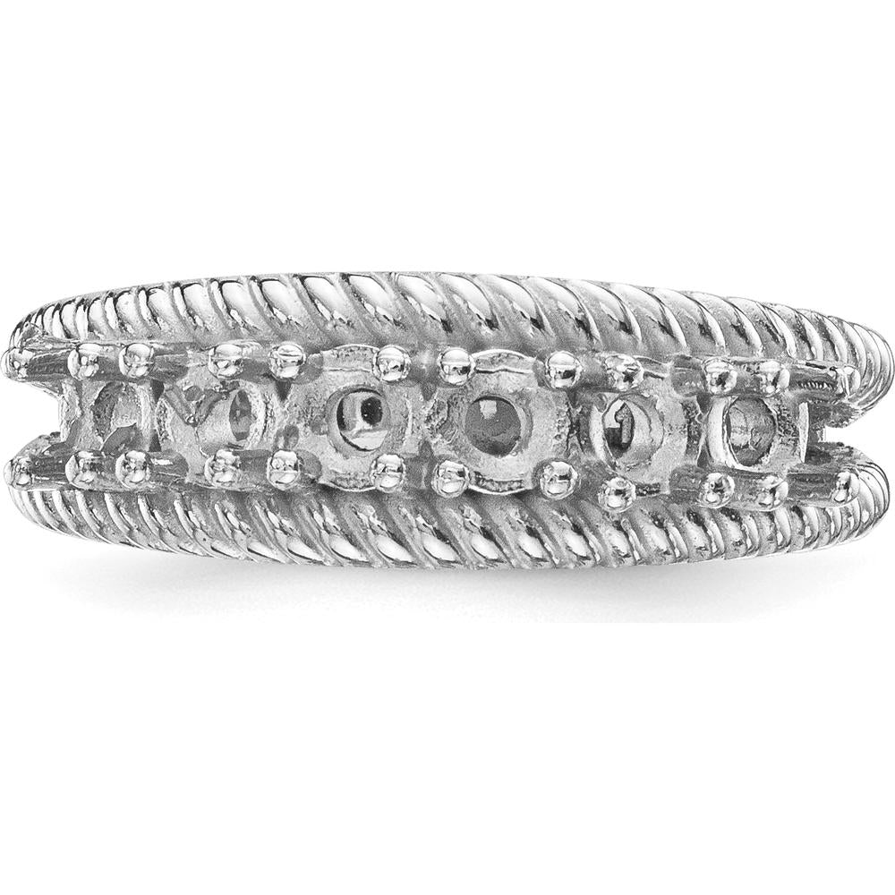 14K White Gold Polished 6-Stone Mother's Ring Mounting - Customizable Design by Monteluci Fine Jewelry