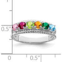 14K White Gold Polished 6-Stone Mother's Ring Mounting - Customizable Design by Monteluci Fine Jewelry