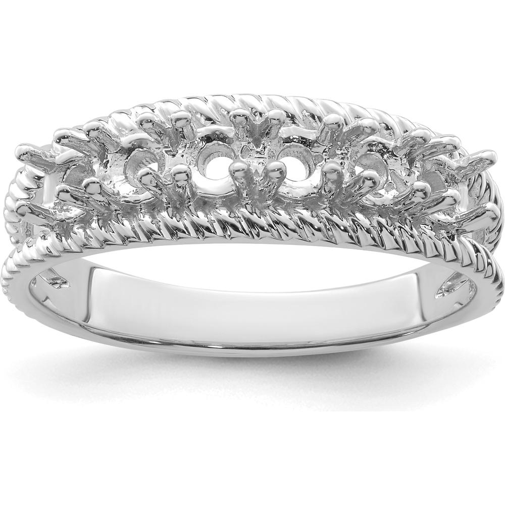 14K White Gold Polished 6-Stone Mother's Ring Mounting - Customizable Design by Monteluci Fine Jewelry