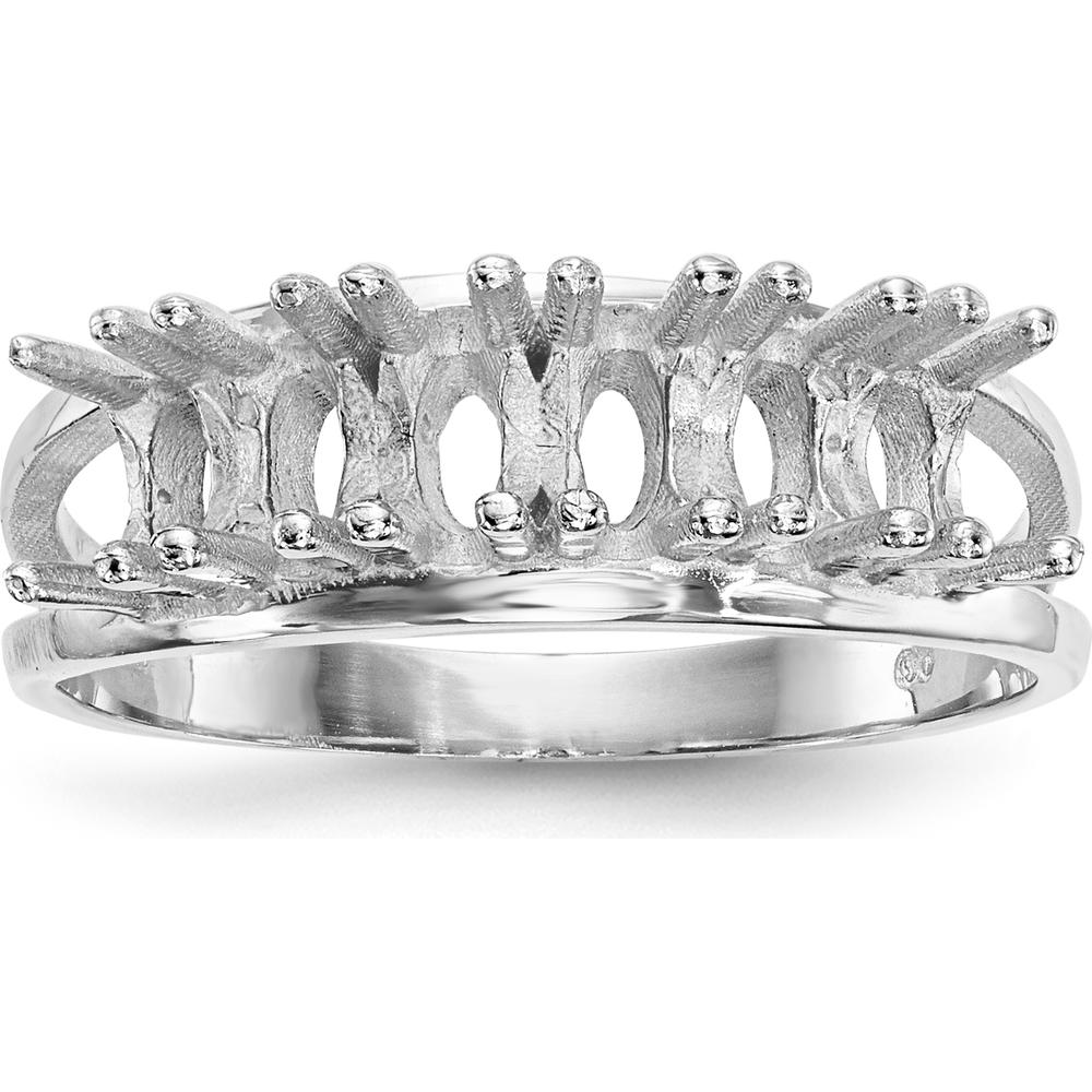 14K White Gold Polished 6-Stone Mother's Ring Mounting for Custom Gemstones by Monteluci Fine Jewelry