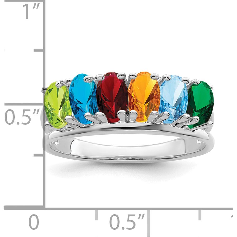 14K White Gold Polished 6-Stone Mother's Ring Mounting for Custom Gemstones by Monteluci Fine Jewelry