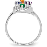 14K White Gold Polished 6-Stone Mother's Ring Mounting with Custom Gemstone Setting by Monteluci Fine Jewelry
