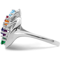 14K White Gold Polished 6-Stone Mother's Ring Mounting with Custom Gemstone Setting by Monteluci Fine Jewelry